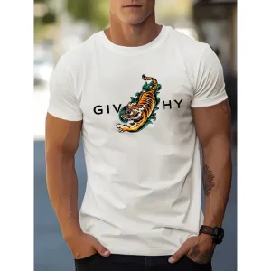 100% Cotton Luxury T-shirt Summer Short Sleeve Tee Men's Fashion Round Neck Top