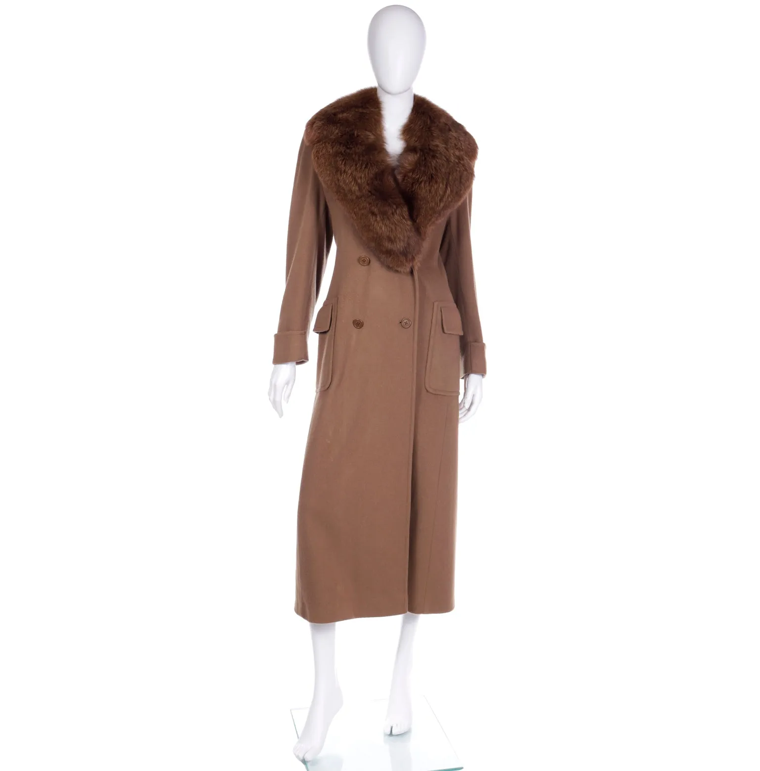 1990s Isaac Mizrahi Wool Angora Cashmere Coat With Fur Collar