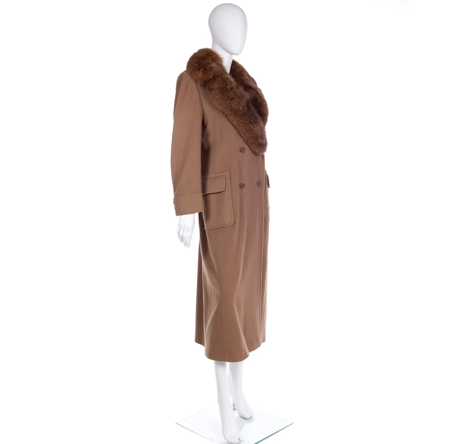 1990s Isaac Mizrahi Wool Angora Cashmere Coat With Fur Collar