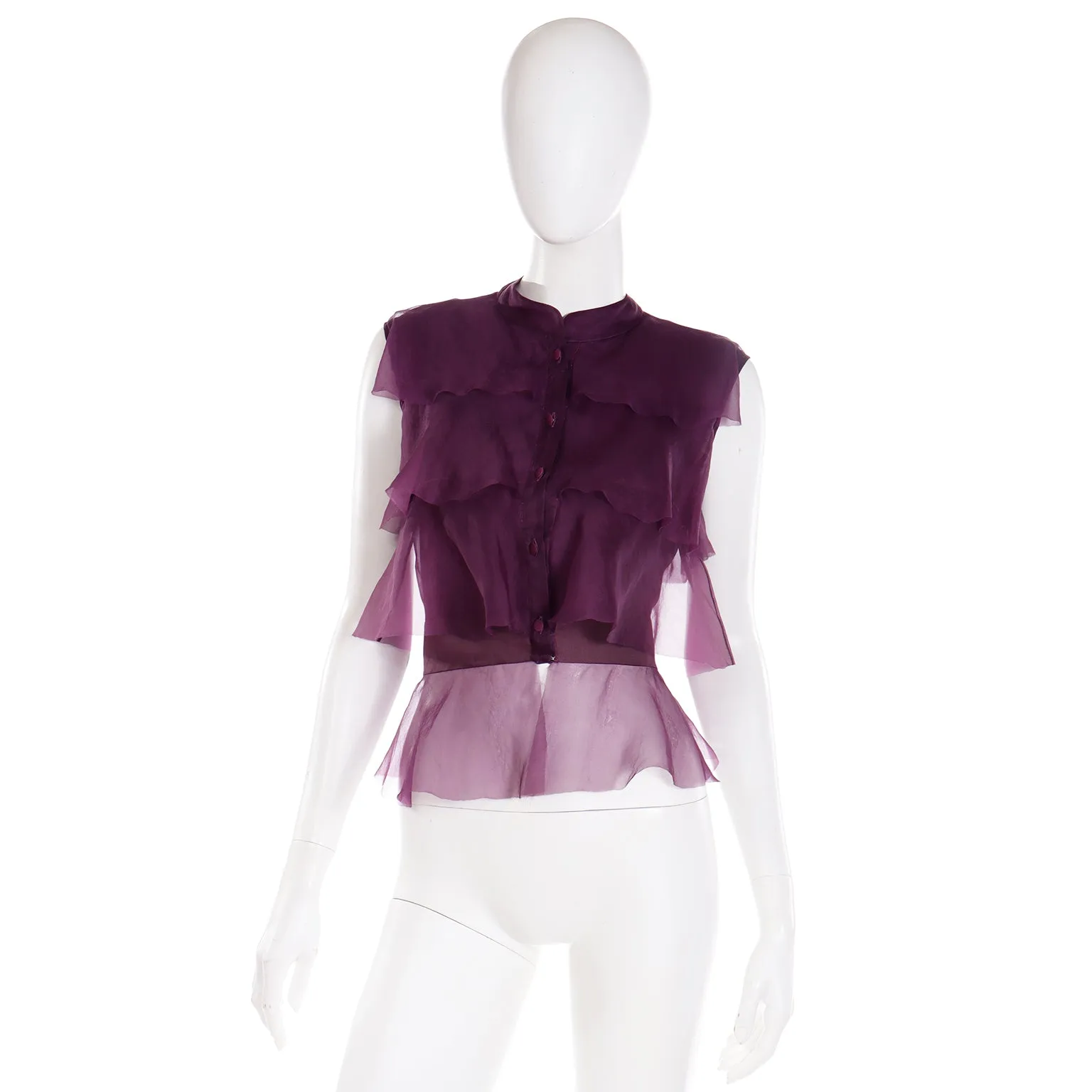 2005 Valentino Garavani Purple Silk Organza Sleeveless Blouse