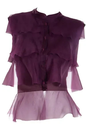 2005 Valentino Garavani Purple Silk Organza Sleeveless Blouse