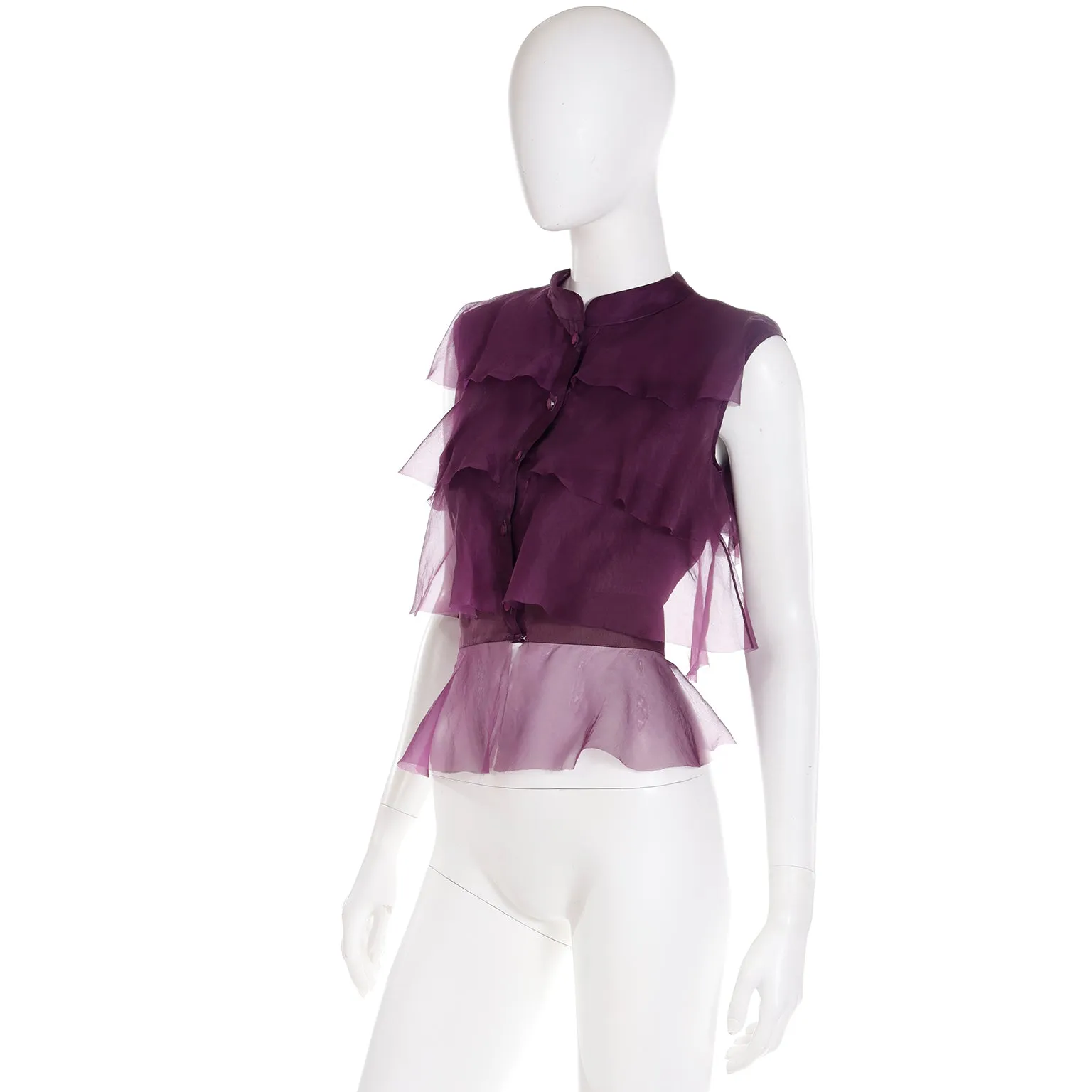 2005 Valentino Garavani Purple Silk Organza Sleeveless Blouse