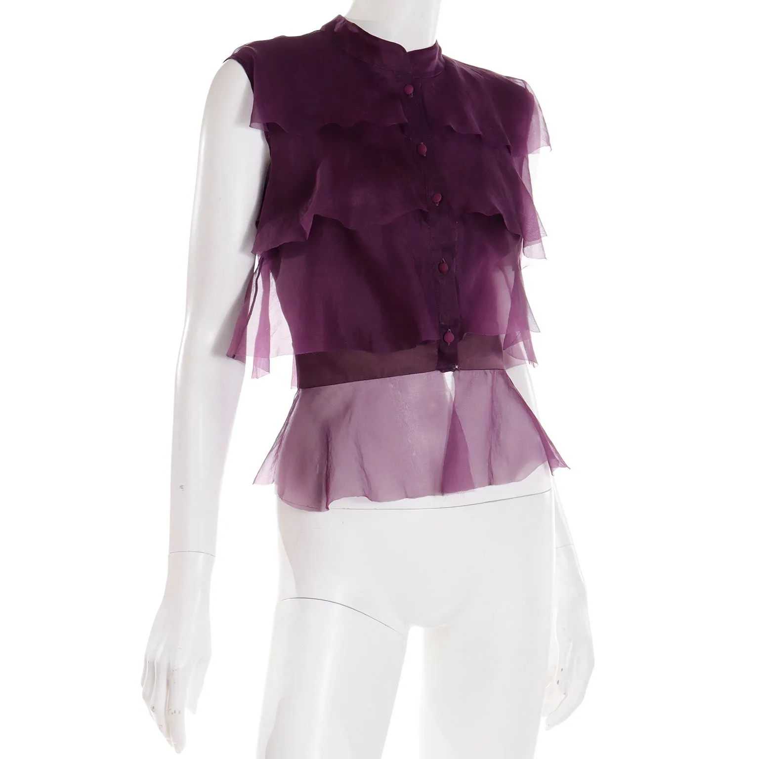 2005 Valentino Garavani Purple Silk Organza Sleeveless Blouse