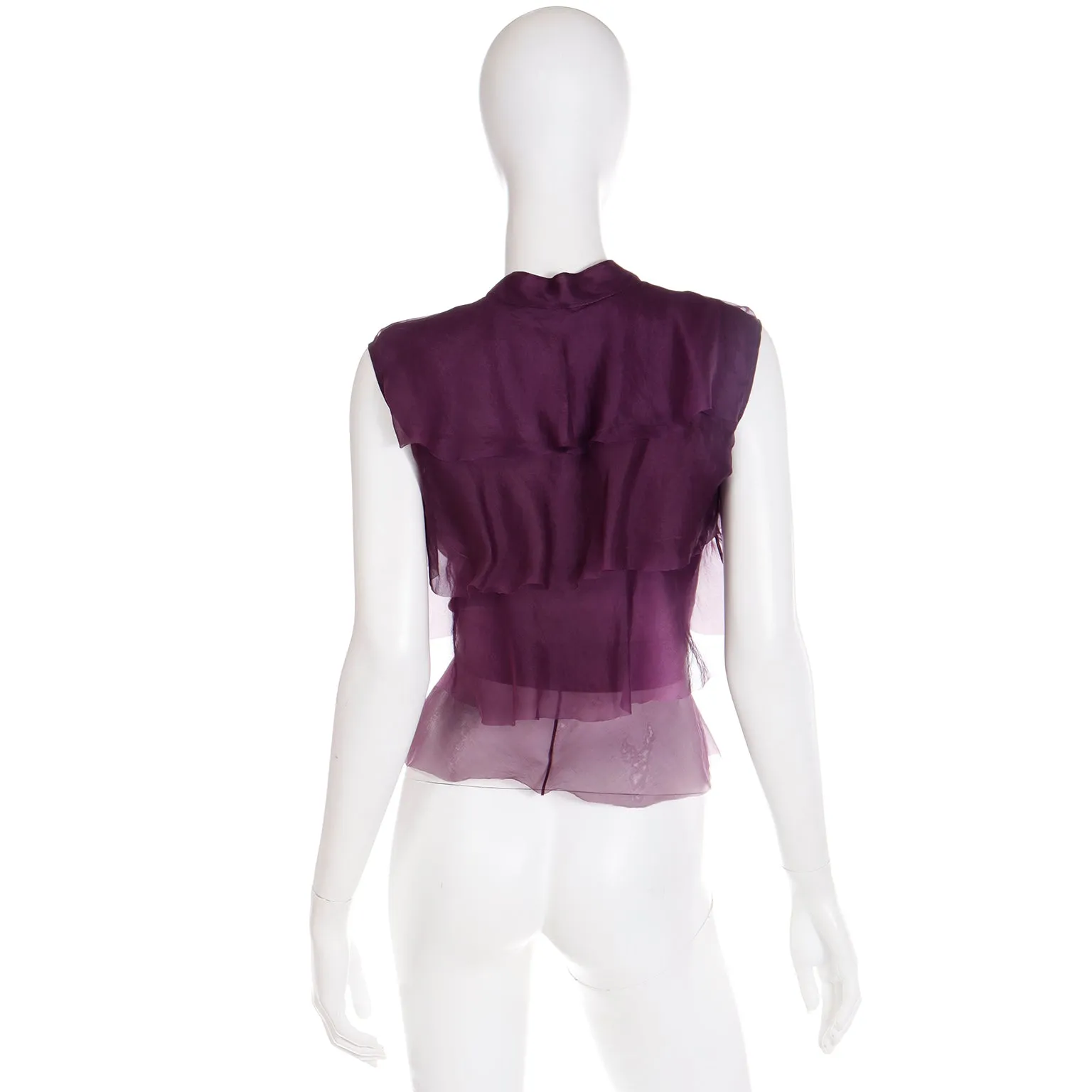 2005 Valentino Garavani Purple Silk Organza Sleeveless Blouse