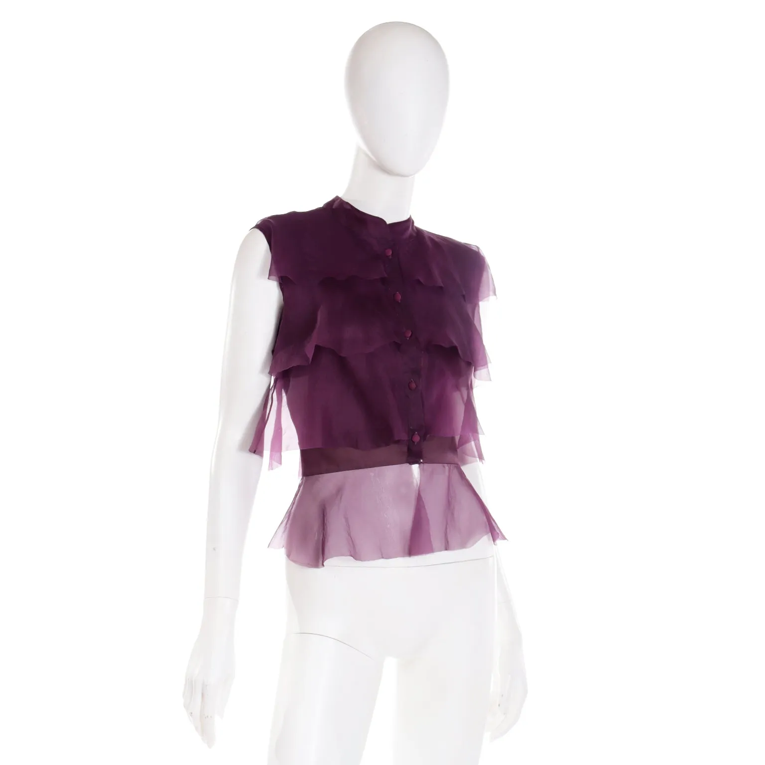 2005 Valentino Garavani Purple Silk Organza Sleeveless Blouse