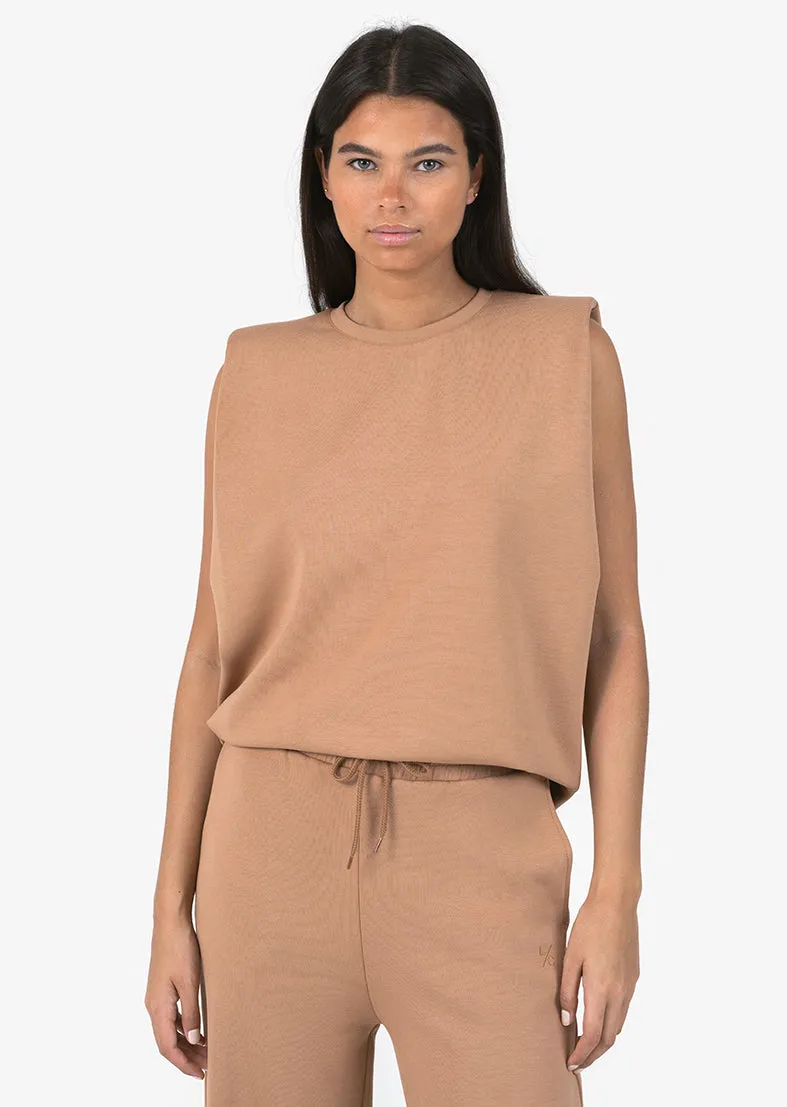 All-Around Lounge Padded Shoulder Tee Cinnamon