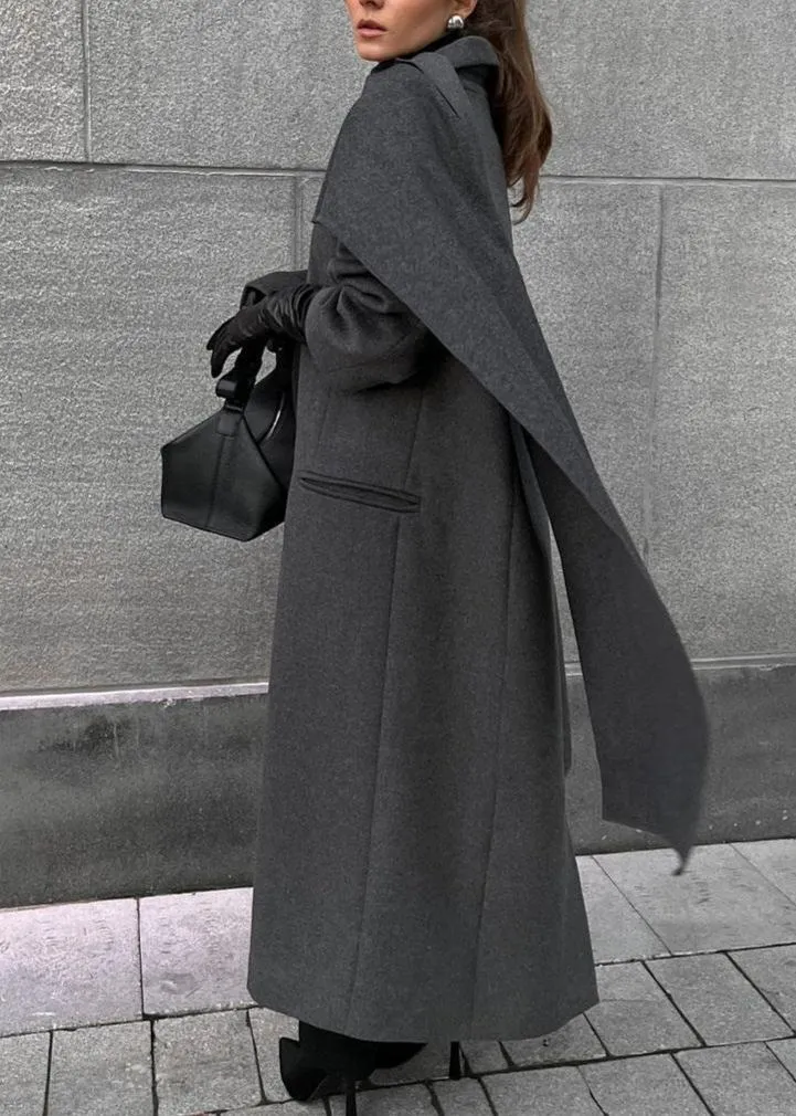 Asymmetric Cloak-Style Long Overcoat