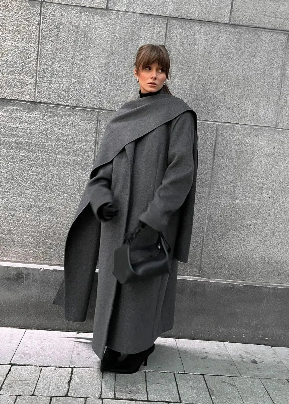 Asymmetric Cloak-Style Long Overcoat