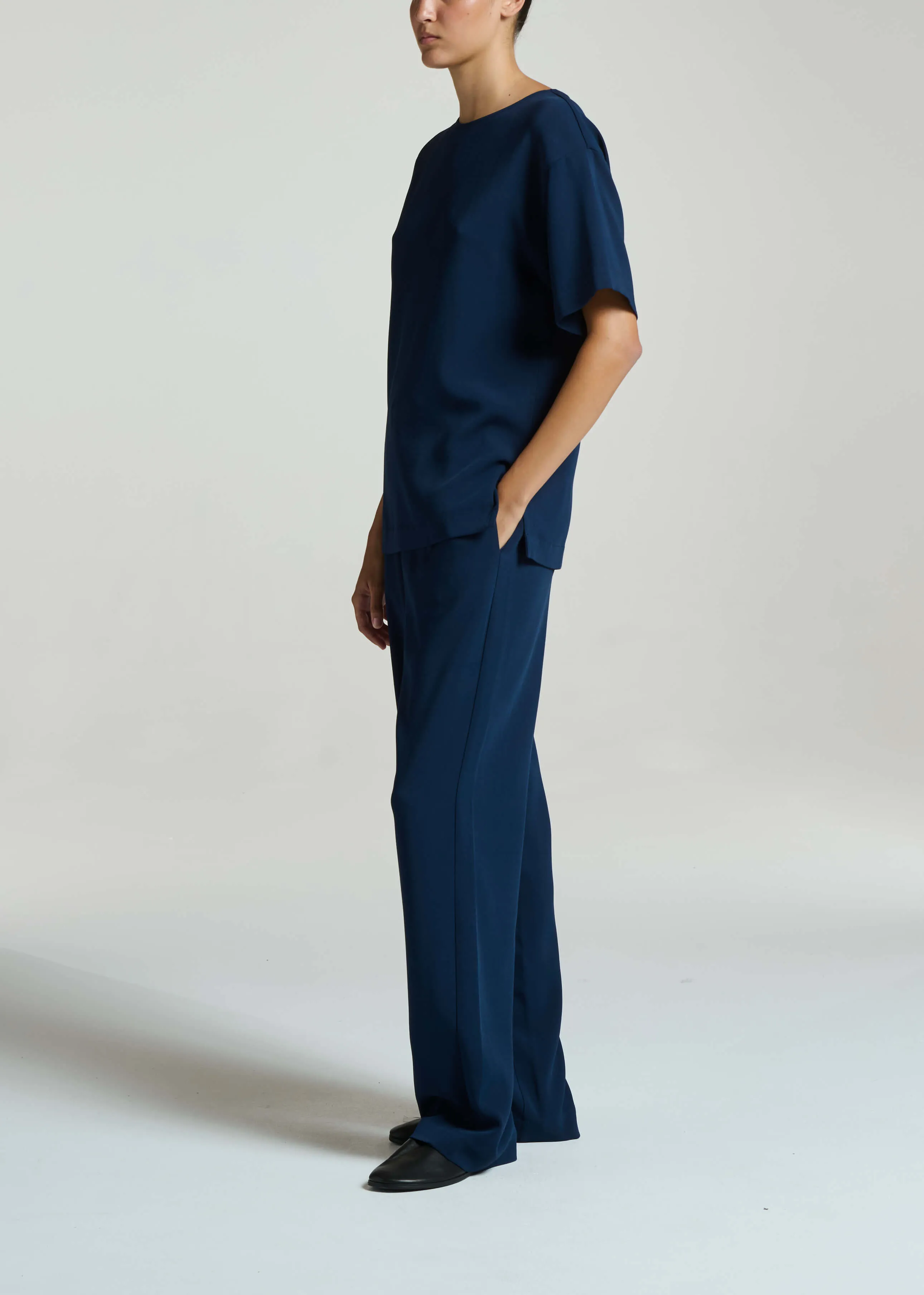 Aurelia Trouser Navy Viscose Crepe