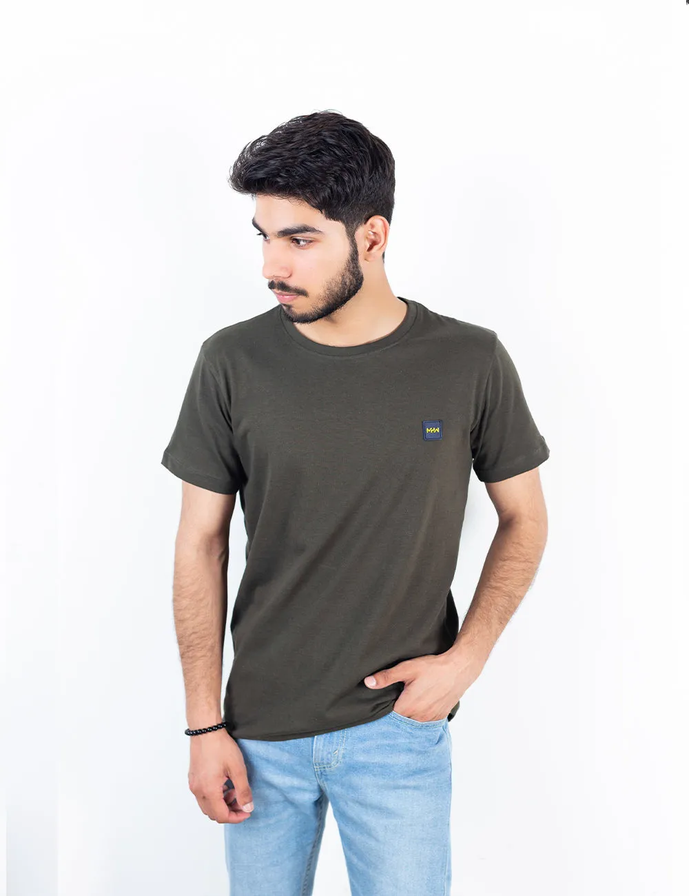 Basic Military Green Crew Neck T-Shirt