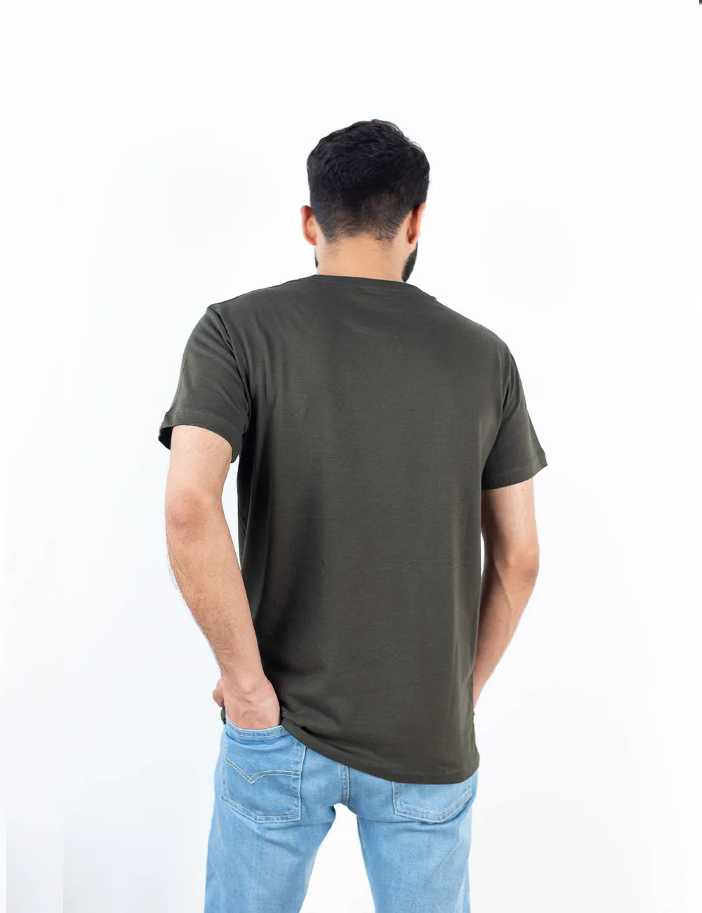 Basic Military Green Crew Neck T-Shirt