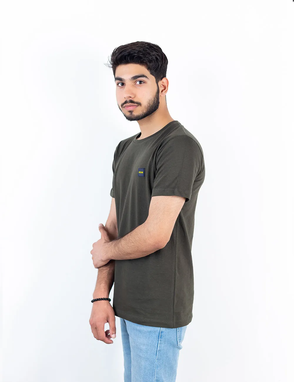 Basic Military Green Crew Neck T-Shirt