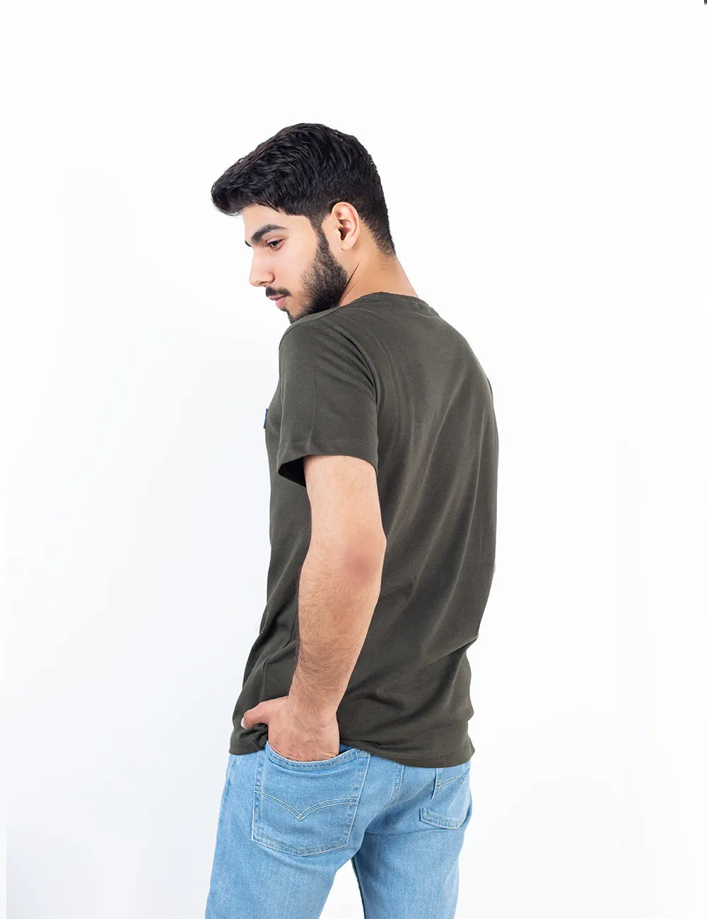 Basic Military Green Crew Neck T-Shirt