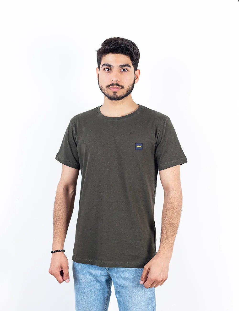 Basic Military Green Crew Neck T-Shirt