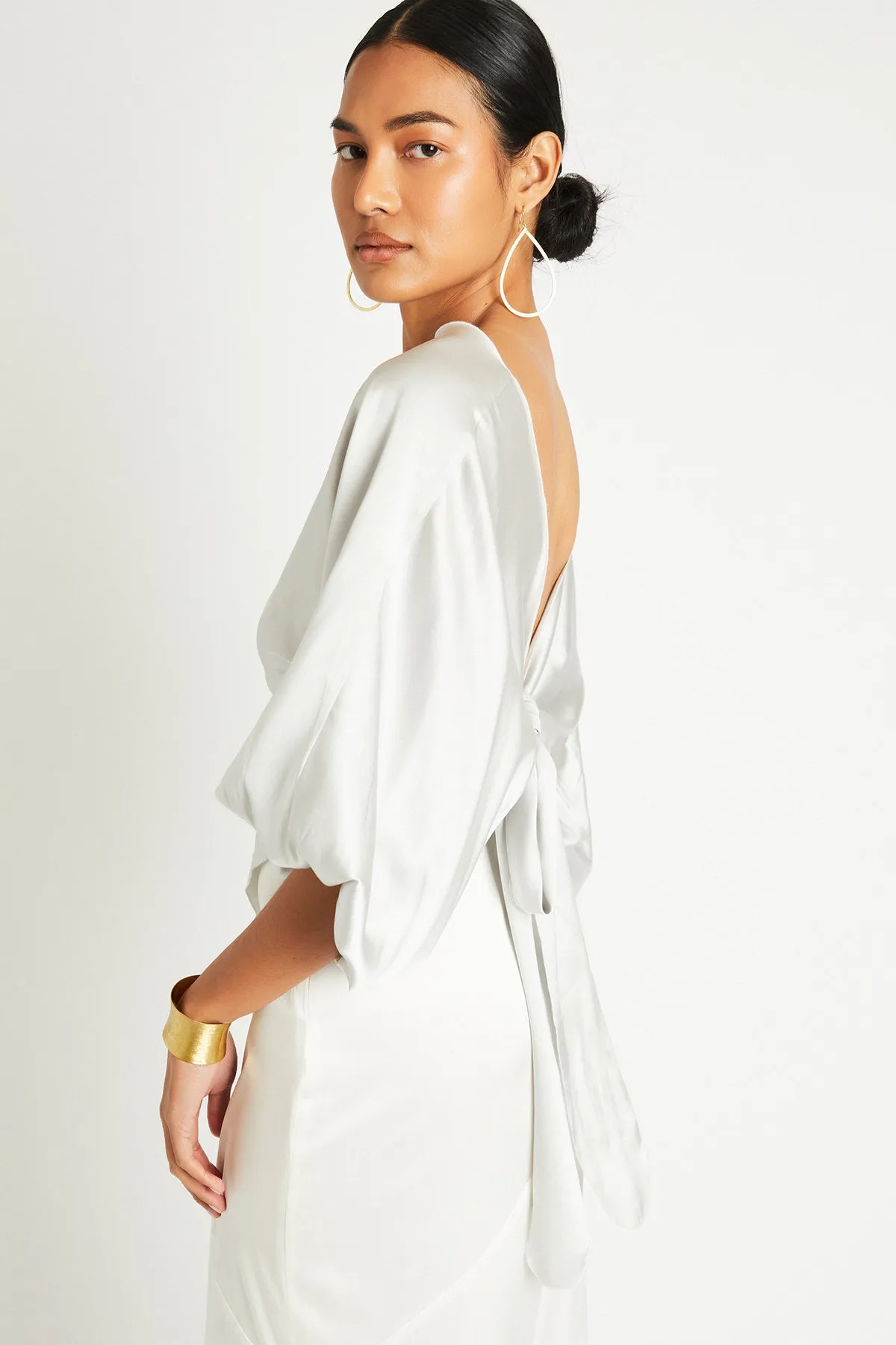   Beryll Ali Silk Wrap Top | Pearl