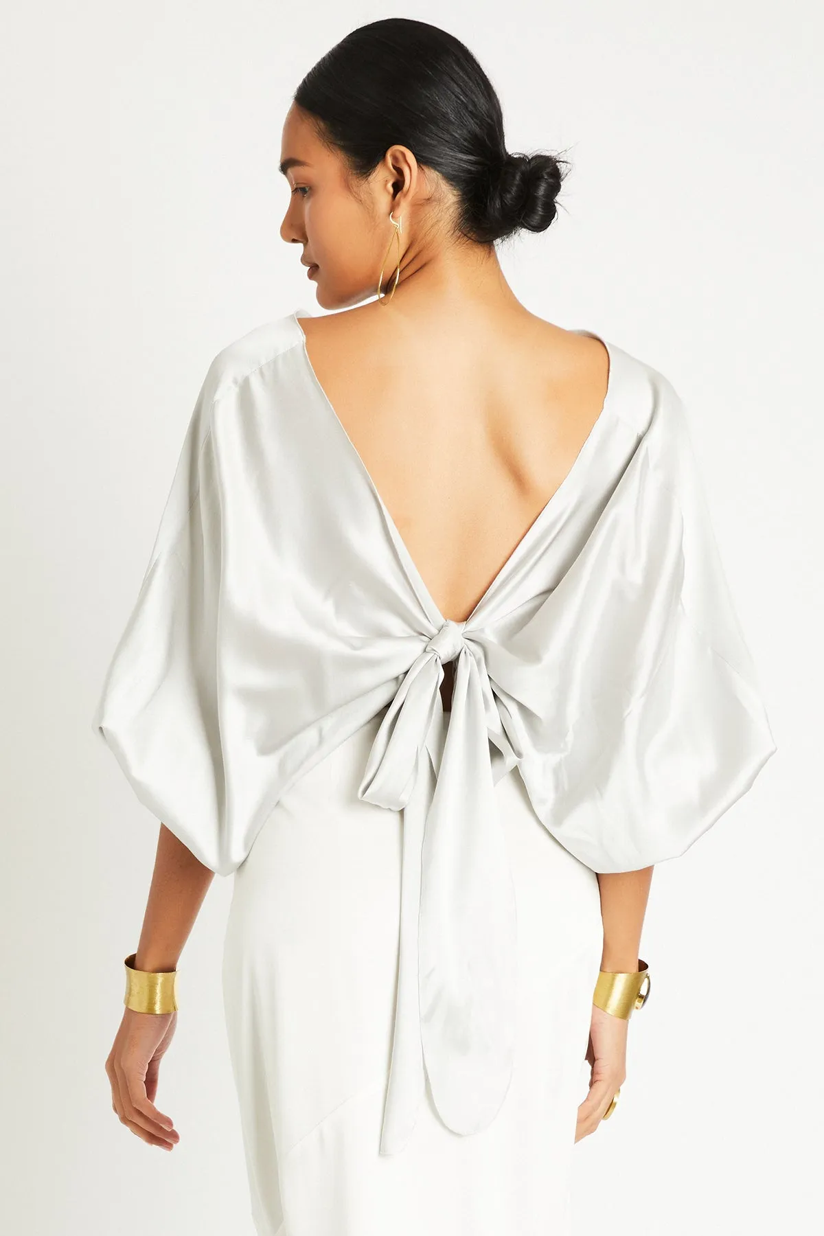   Beryll Ali Silk Wrap Top | Pearl