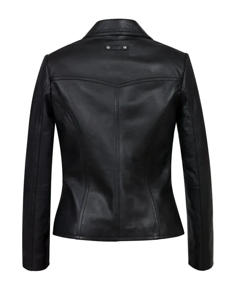 Black Lapel Style Leather Blazer