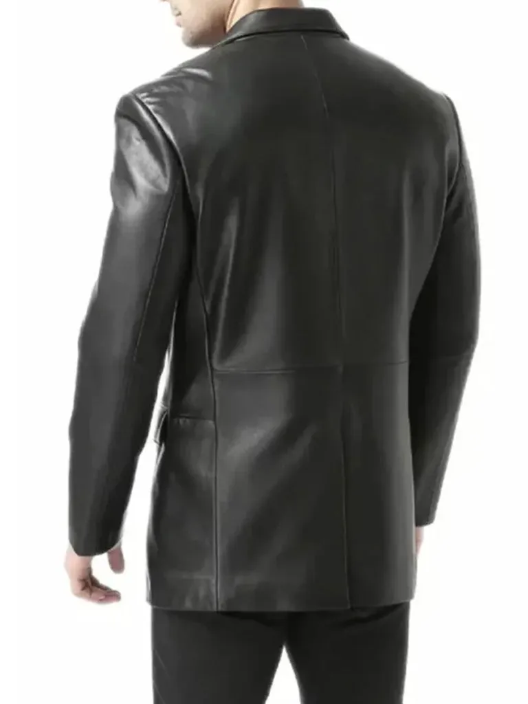 Black Leather Jacket Two Button