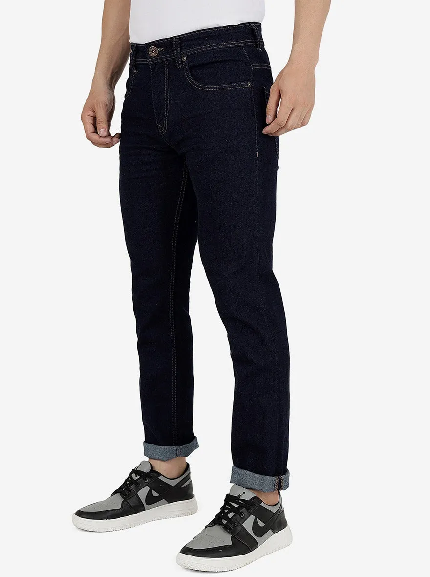 Blue Striped Straight Fit Jeans | Greenfibre