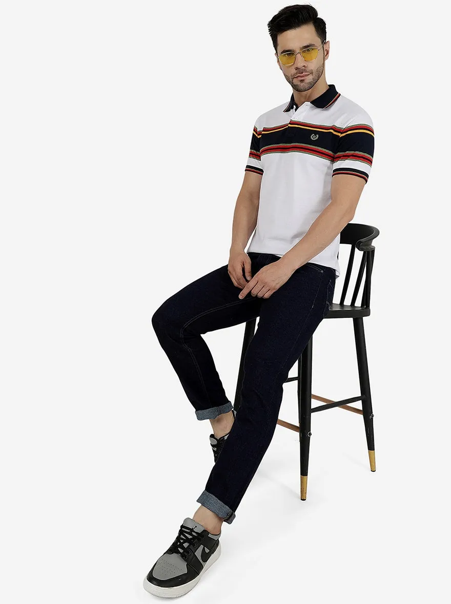 Blue Striped Straight Fit Jeans | Greenfibre