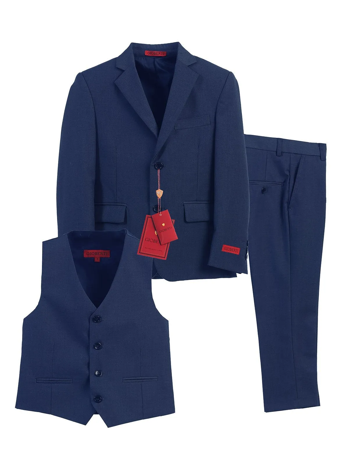 Boys Formal 3 Piece Suit Set with Jacket, Vest and Pants -Royal Blue