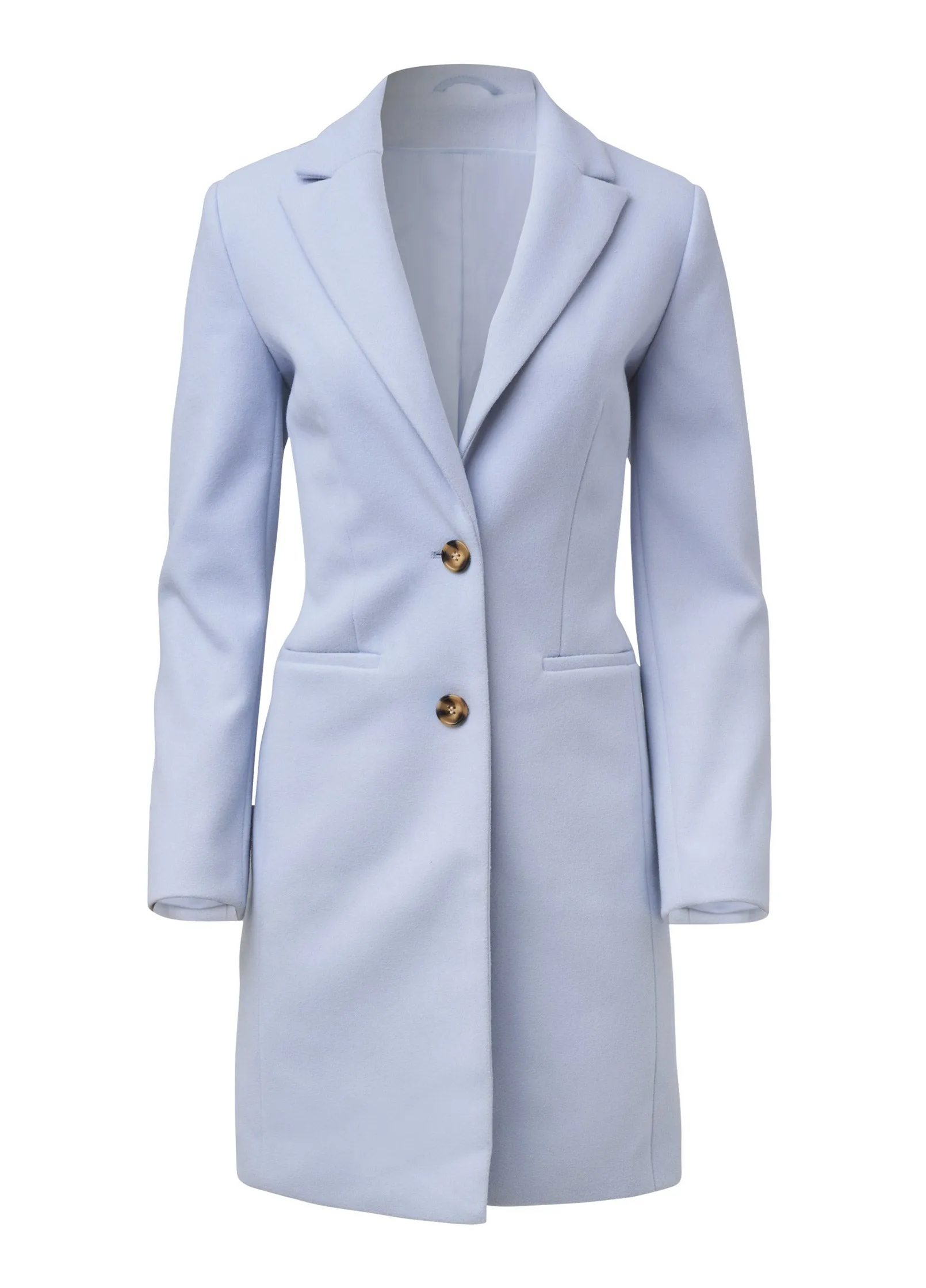 Button Front Coat - Light Blue