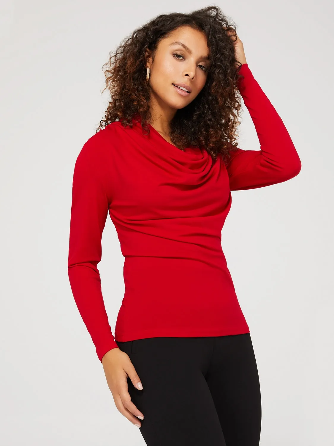 Cowl Neck Top With Pleat Details