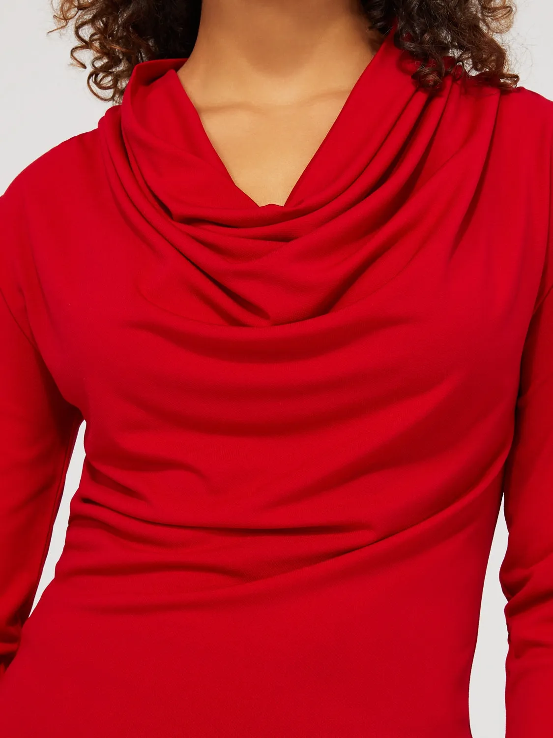 Cowl Neck Top With Pleat Details