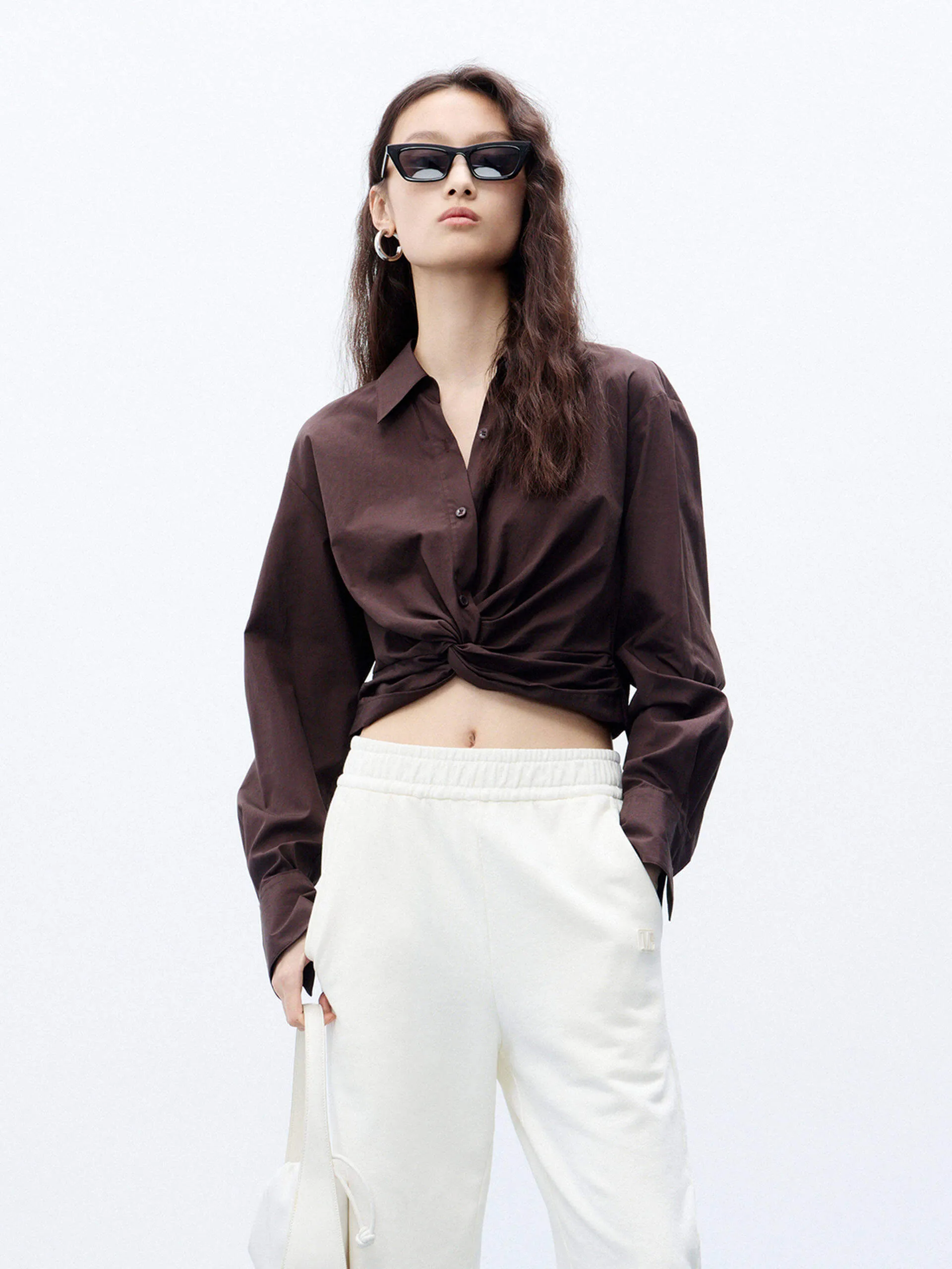 Cropped Twisted Details Shirt