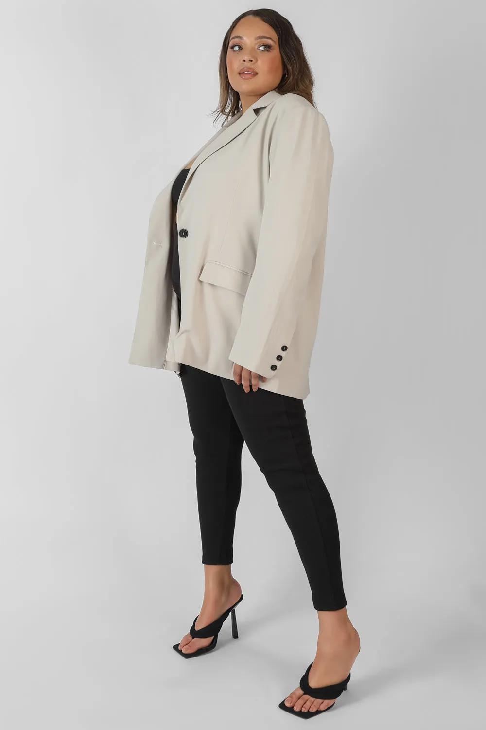 Curve Relaxed Blazer Stone