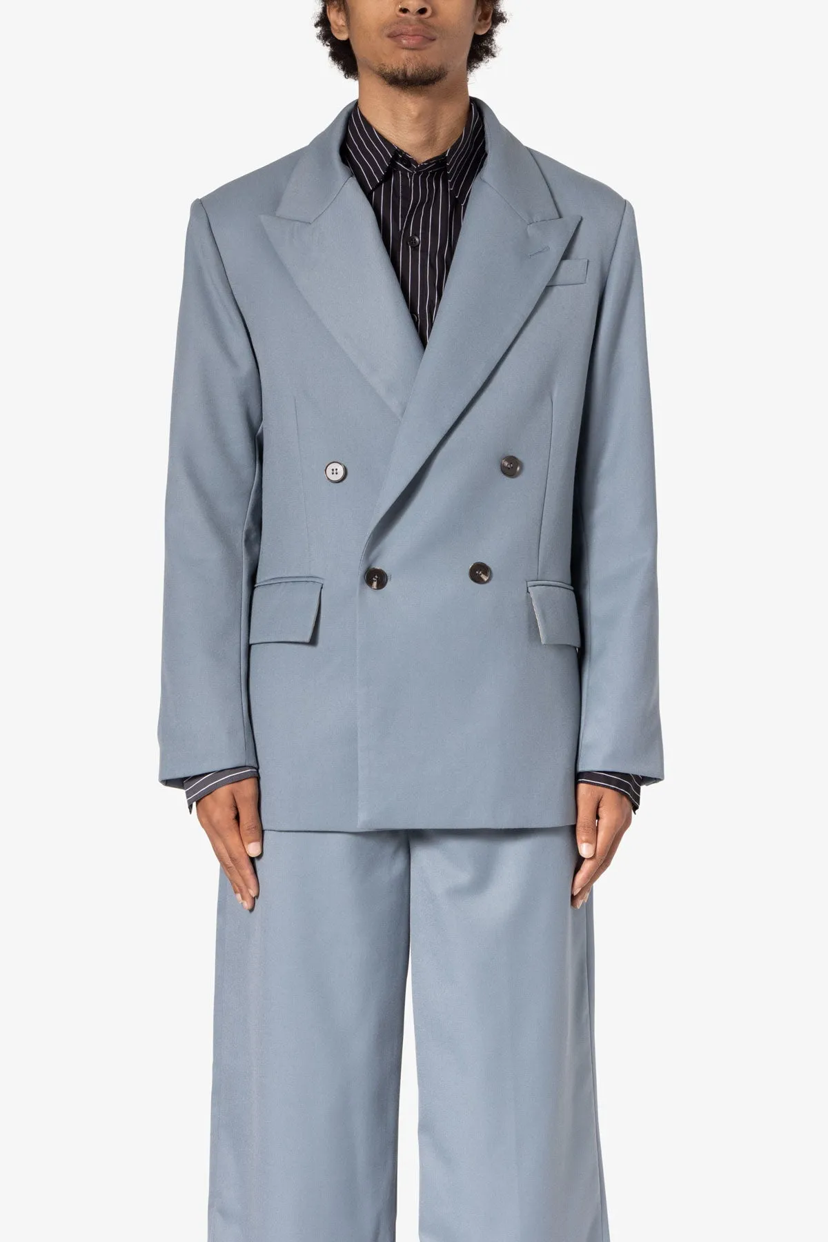 Double Breasted Suit Jacket - Teal