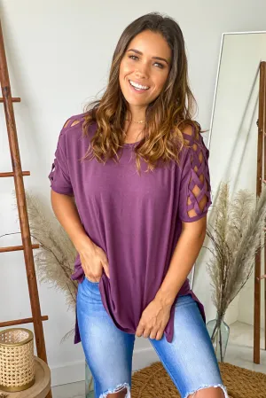 Eggplant Oversized Top with Strappy Details