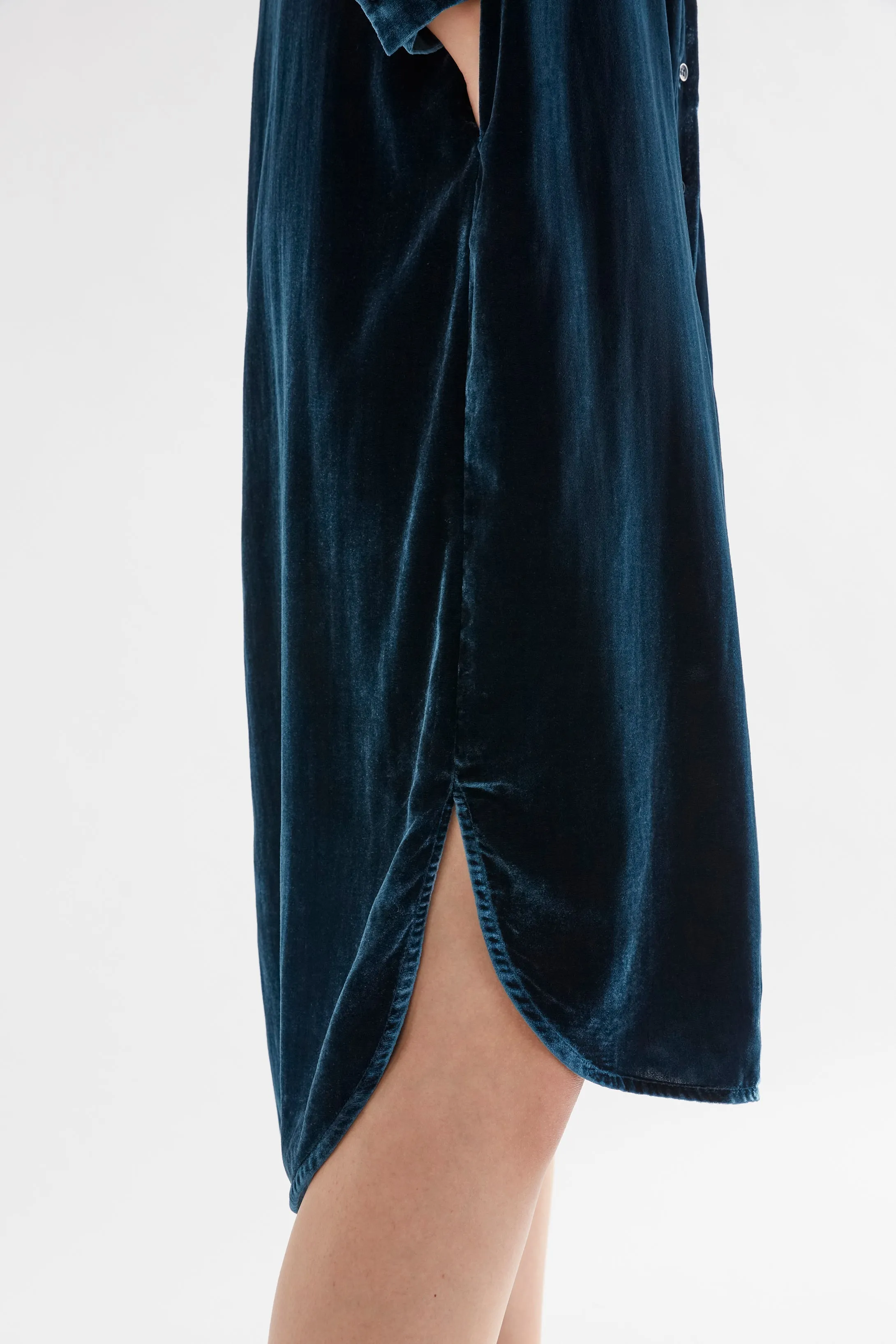 Elk The Label - Suuri Velvet Shirt Dress - Teal