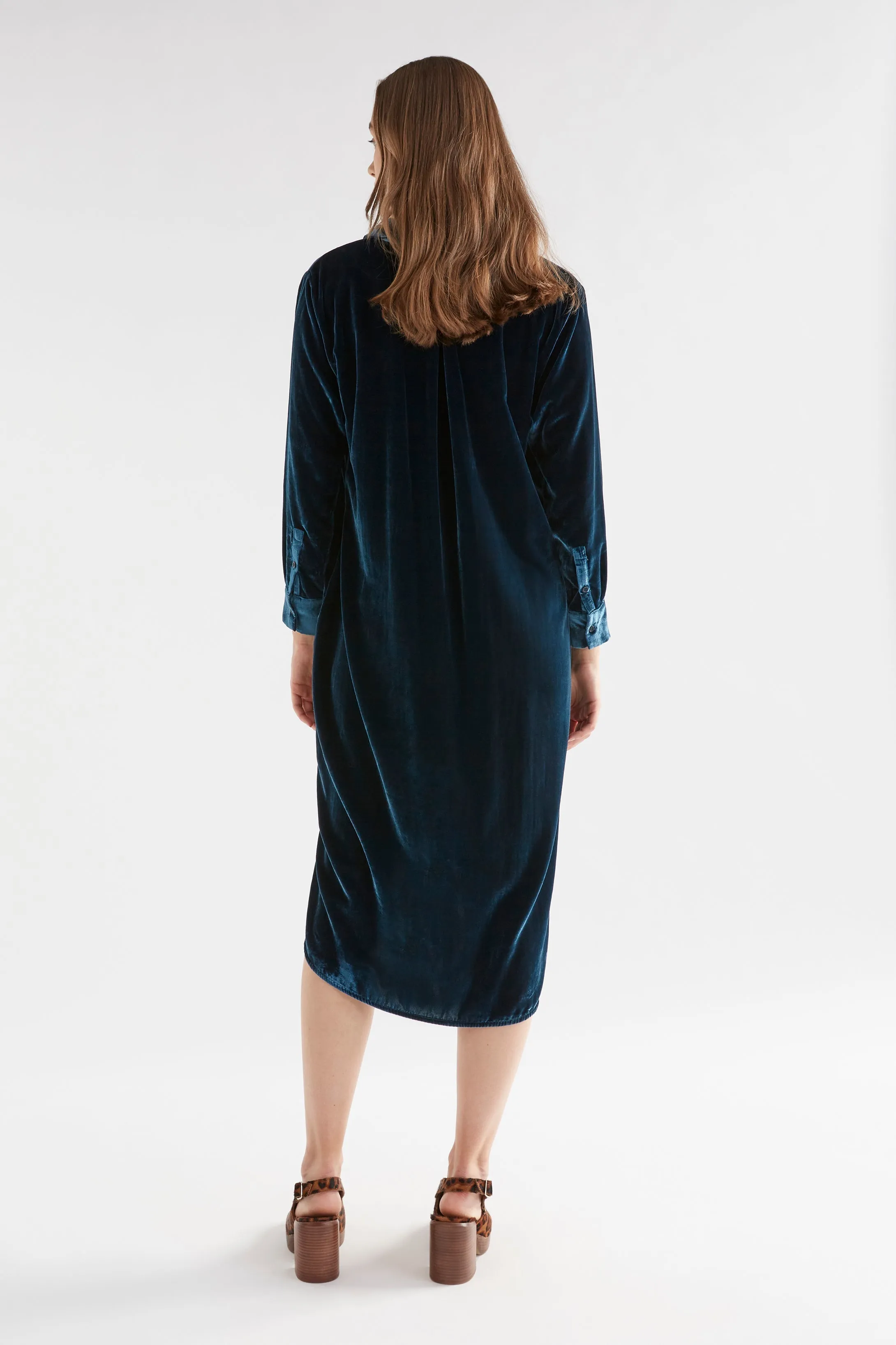 Elk The Label - Suuri Velvet Shirt Dress - Teal