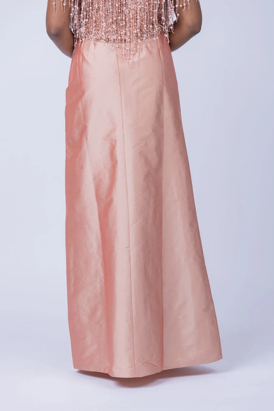 Emily Shalant Taffeta Slim Wrap Skirt in Apricot