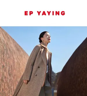 EP YAYING Merino Wool Camel-Colored Long Wool Coat Outerwear