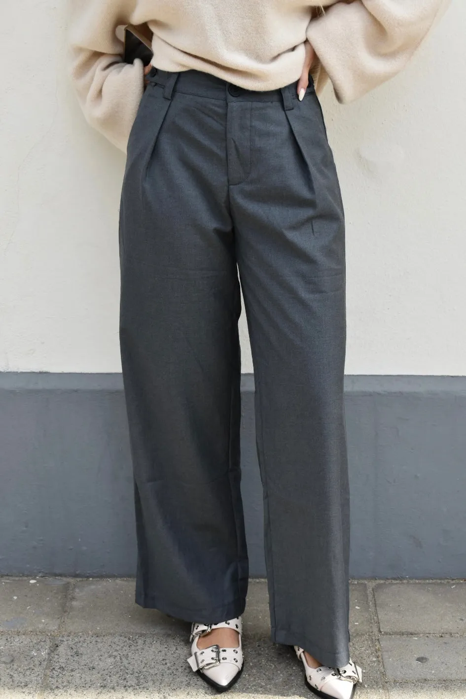 Fall pantalon met details - Grijs