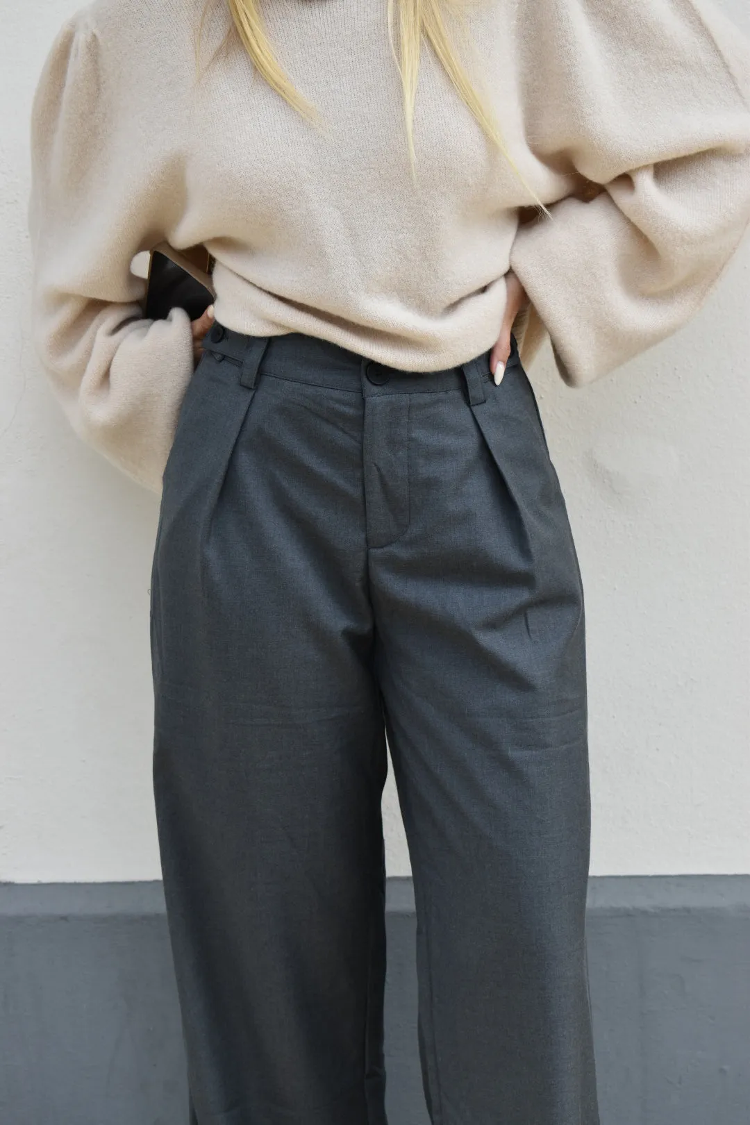 Fall pantalon met details - Grijs