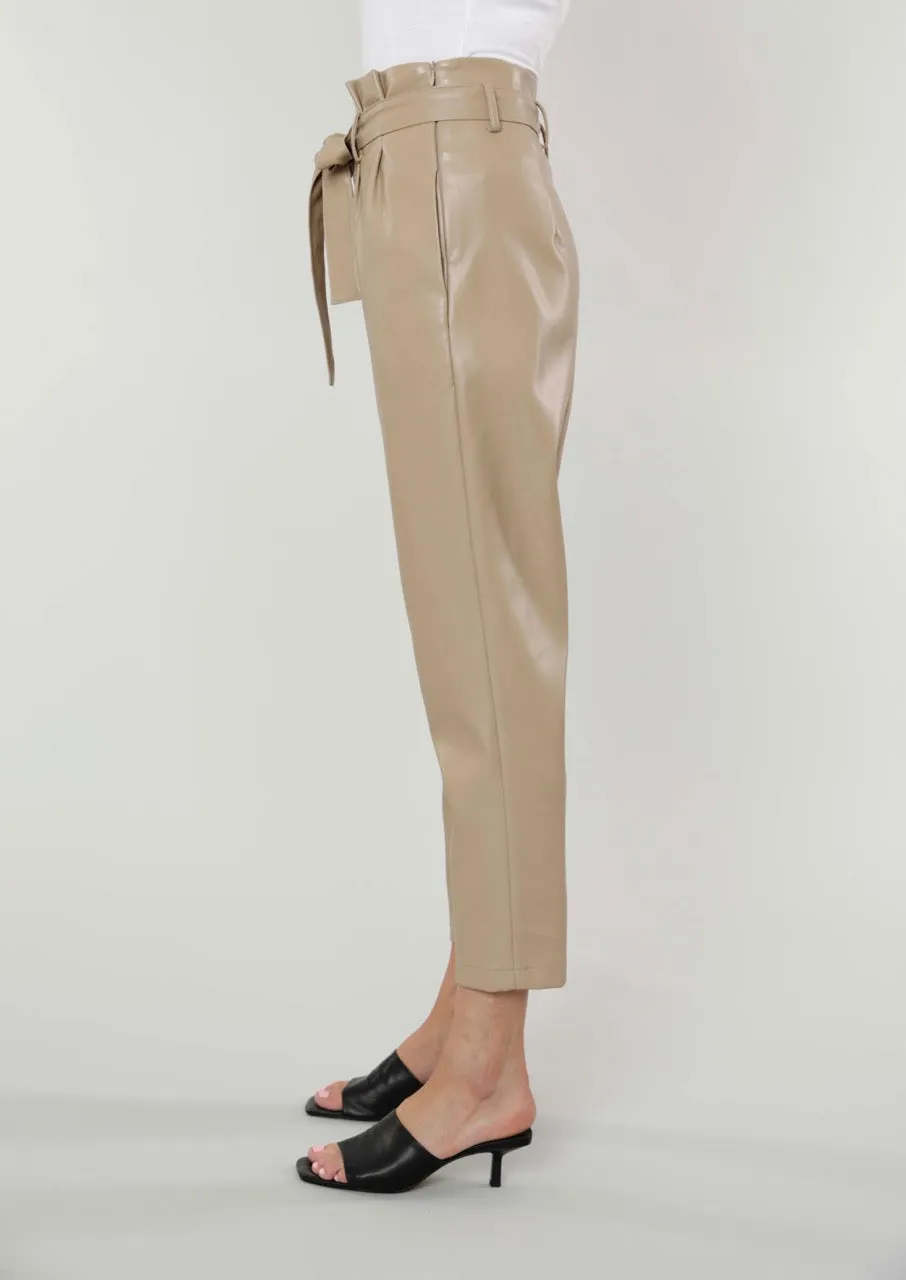 Faux Leather Paper Bag Pants