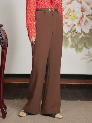 【Final Sale】Novah High-waisted Bell-bottomed Caramel Trousers