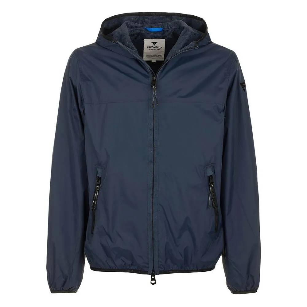 Fred Mello Sleek Blue Nylon Jacket - Zip Closure & Compact Design