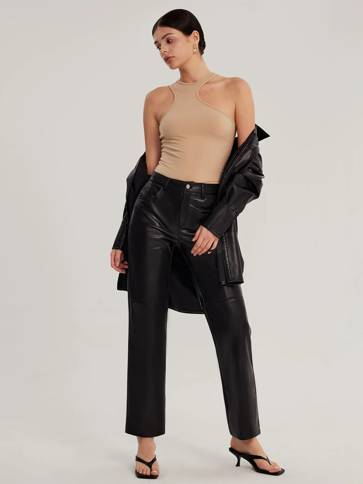 High-waisted Vegan Leather Pants