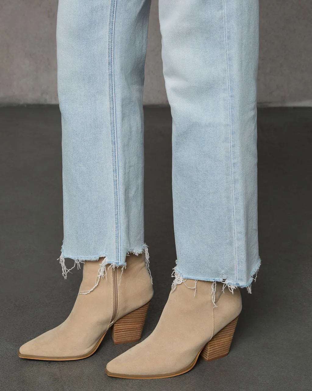 Jalena Mid Rise Raw Hem Straight Leg Denim