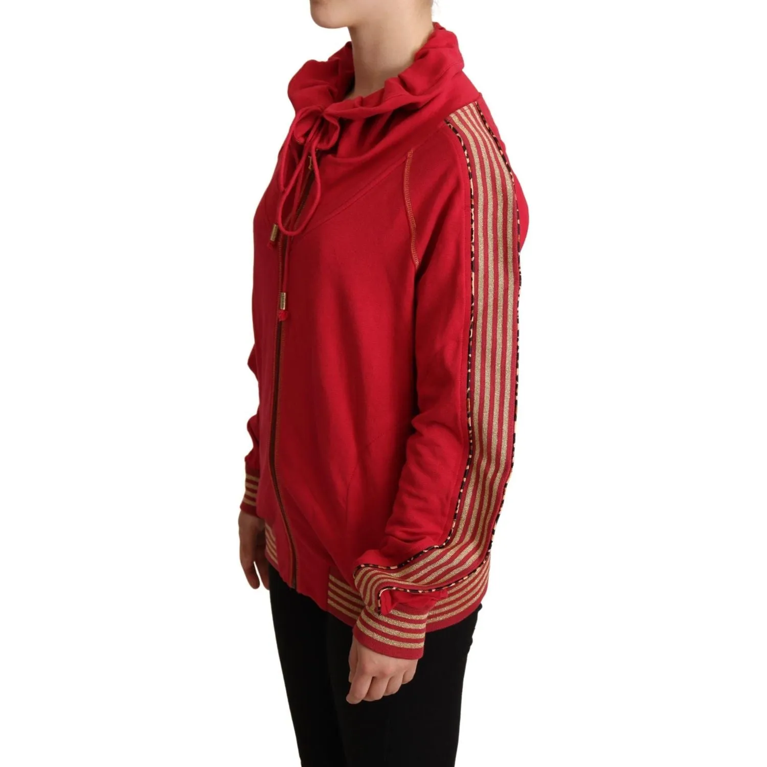 John Galliano Radiant Red Cotton Full Zip Hooded Jacket