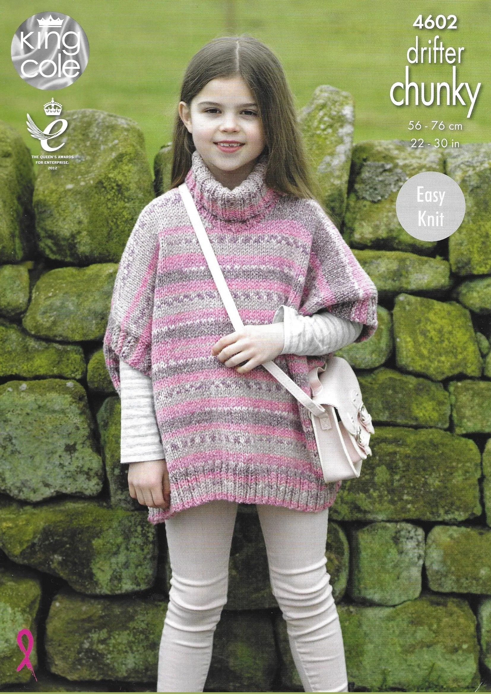 King Cole 4602 Girls Ponchos Drifter Chunky Knitting Pattern