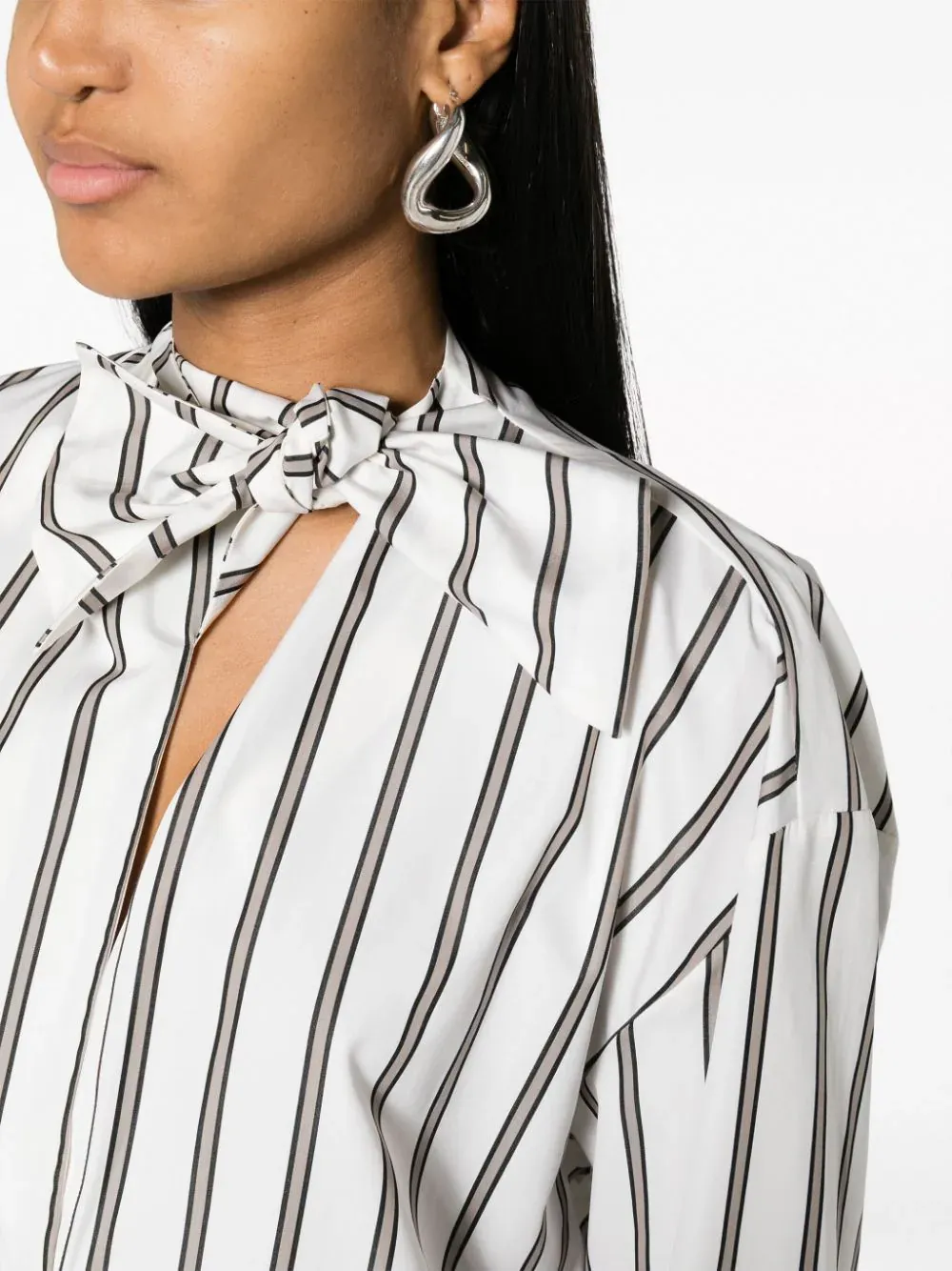 Knotted Details Stripe Shirt