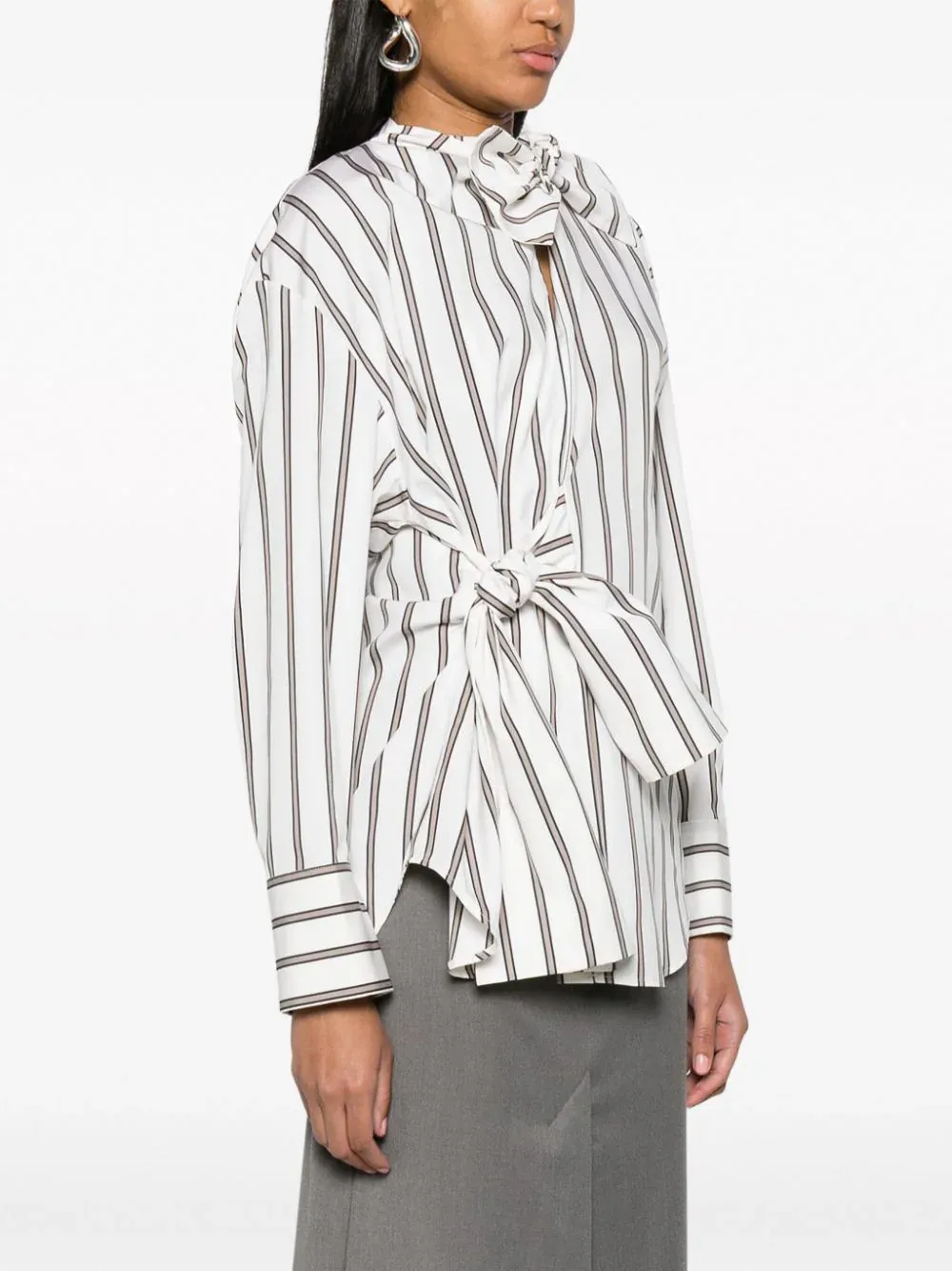 Knotted Details Stripe Shirt