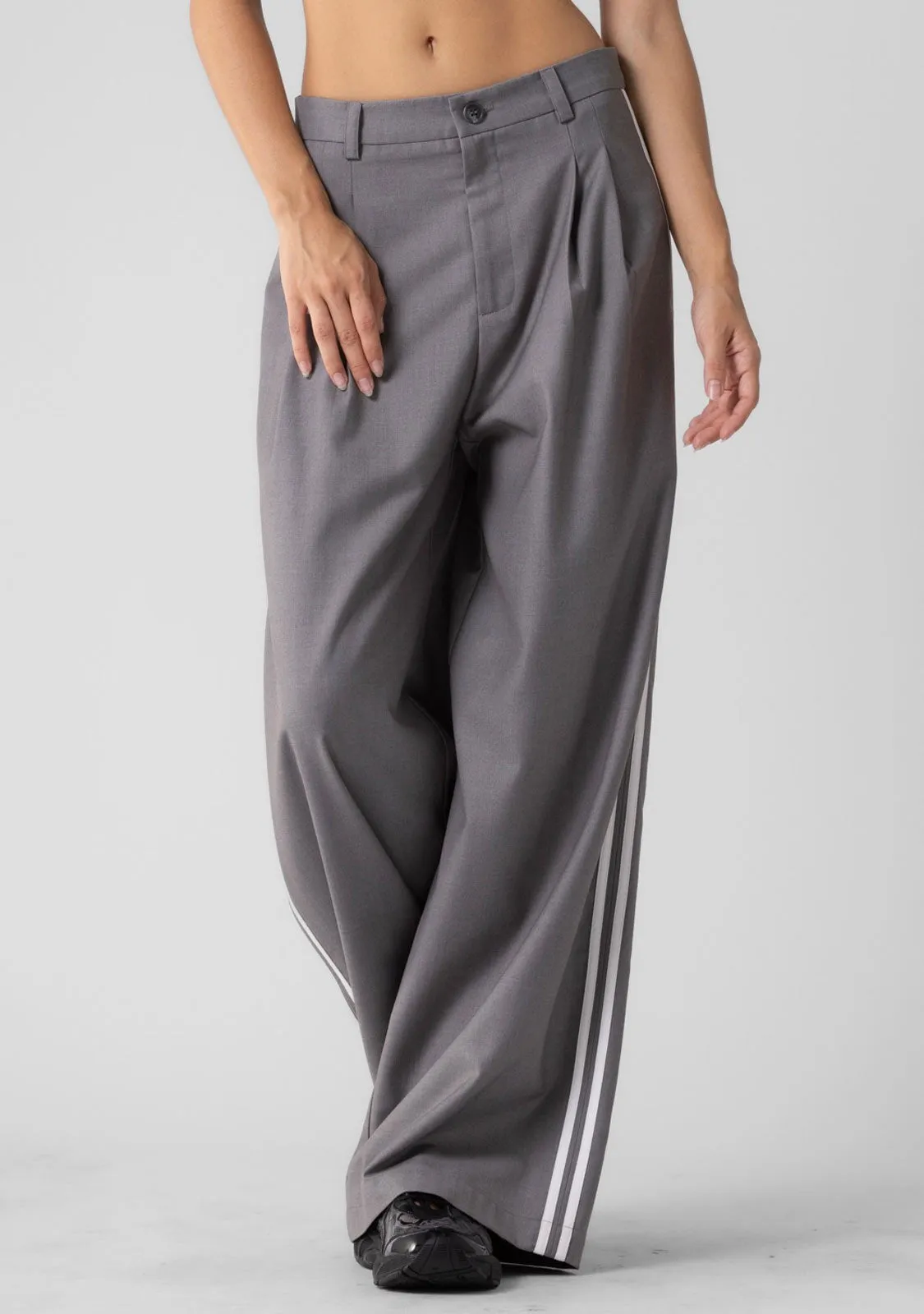 Ladies Woven Side Stripe Wide Pants