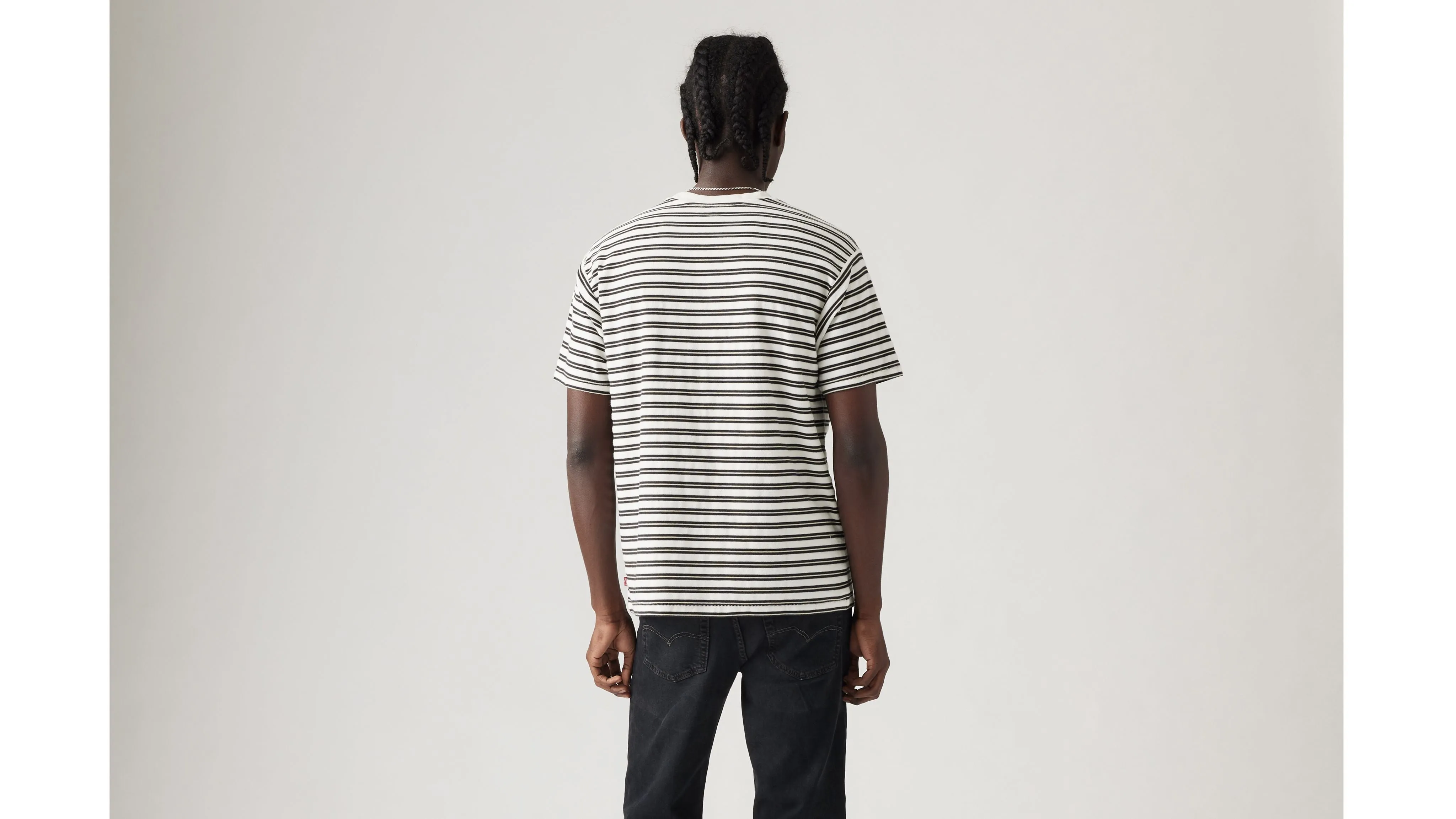 LEVI'S  red tab vintage tee - miles stripe white sand french terry