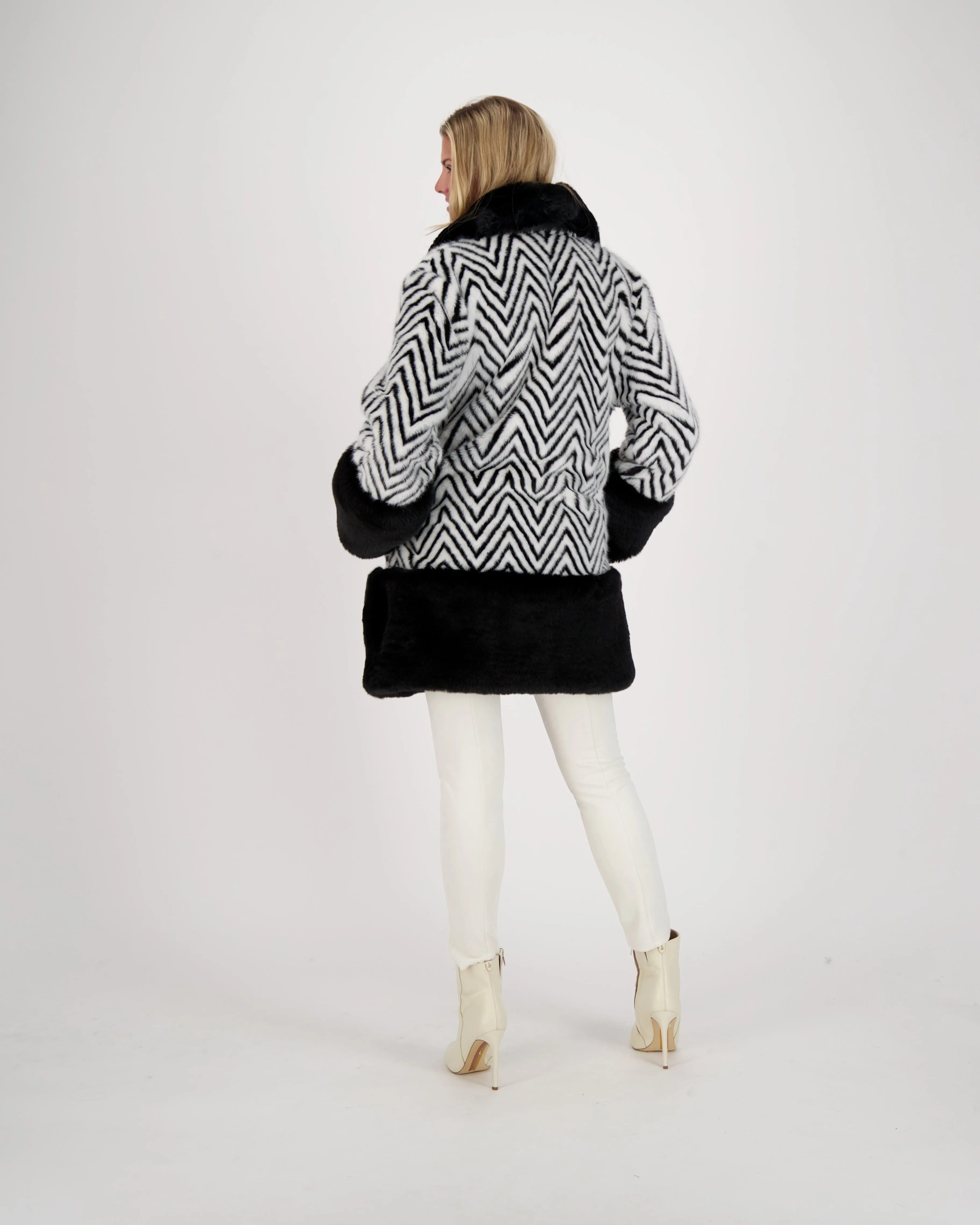 Limited Edition Chevron Faux Fur Coat